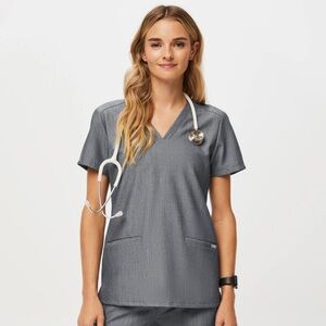 Figs Charcoal Women's V-Neck Scrub Top